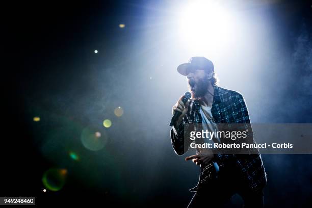 Jovanotti perform on stage on April 19, 2018 in Rome, Italy.