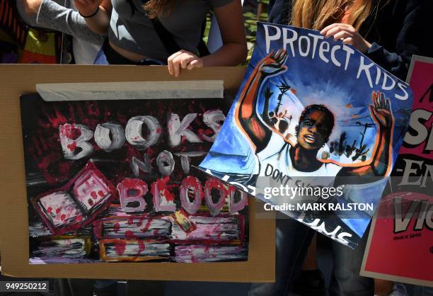 Students from the Culver City Middle School participate in a walkout demonstration as part of the National School Walkout for Gun Violence Prevention...