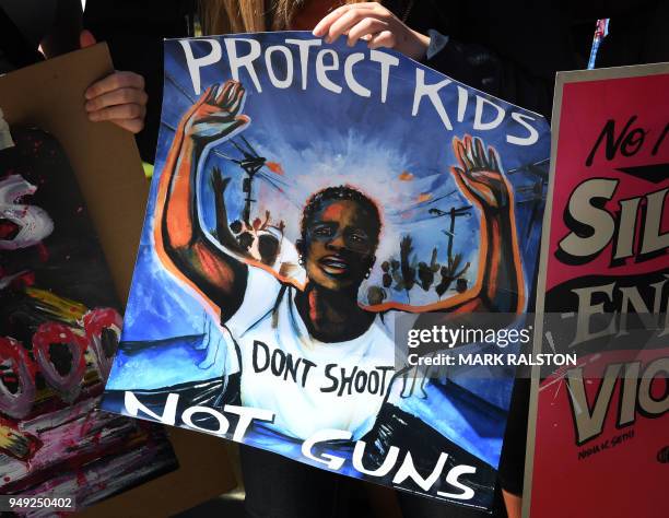 Students from the Culver City Middle School participate in a walkout demonstration as part of the National School Walkout for Gun Violence Prevention...