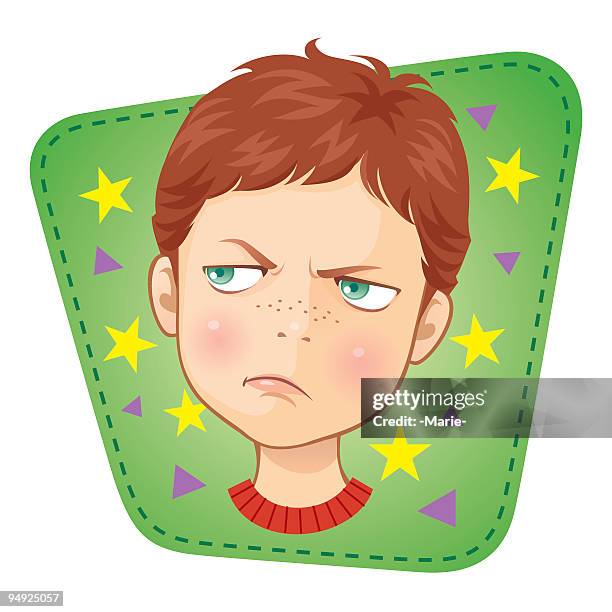 little boy_angry - toddler temper stock illustrations