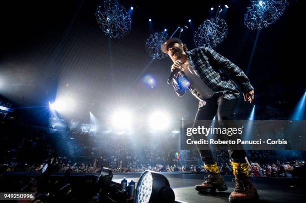 Jovanotti perform on stage on April 19, 2018 in Rome, Italy.