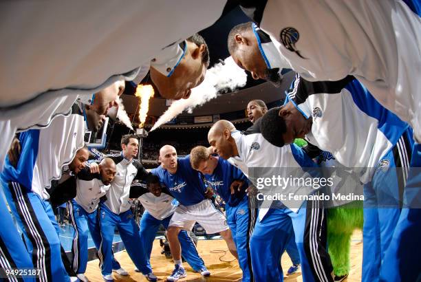 The Orlando Magic huddle before the game against the Portland Trail Blazers on December 19, 2009 at Amway Arena in Orlando, Florida. NOTE TO USER:...