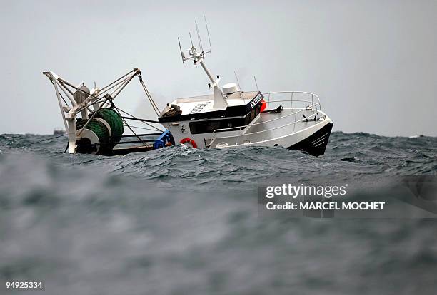 Photo prise le 03 décembre 2008 du chalutier "Anthus", propriété de Tanguy Lagadeuc et Jérôme Cabaret, marins-pêcheurs et armateurs à...