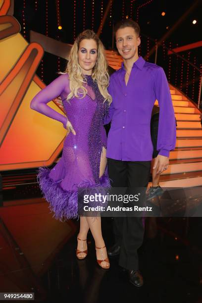 Charlotte Wuerdig and Valentin Lusin attend the 5th show of the 11th season of the television competition 'Let's Dance' on April 20, 2018 in Cologne,...