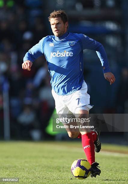 Hermann Hreidarsson of Portsmouth in action during the Barclays Premier League match between Portsmouth and Liverpool at Fratton Park on December 19,...