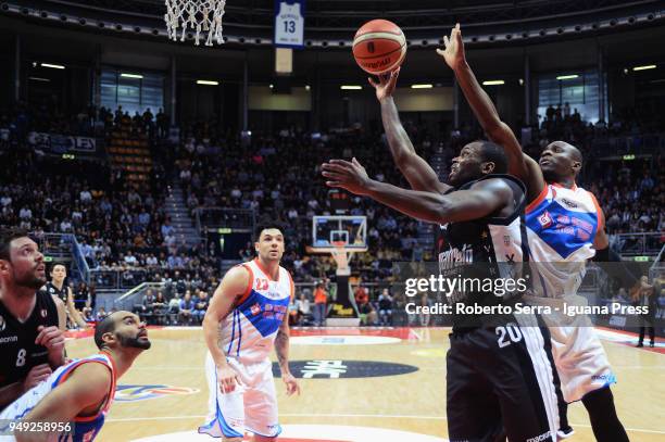 Oliver Lafayette and Filippo Baldi Rossi of Segafredo competes with Perry Ellis and Christian Burns and David Cournooh of Red October during the LBA...