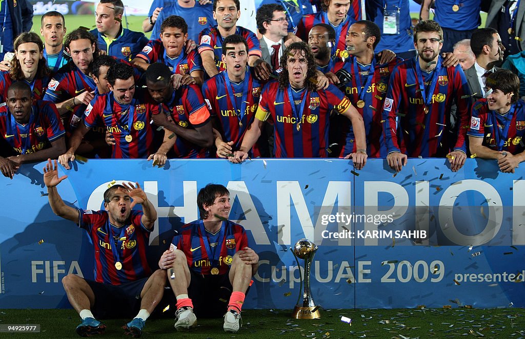 Barcelona's players celebrate after beat