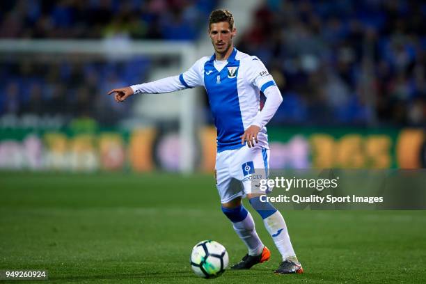 Ruben Perez of Leganes in action during the La Liga match between Leganes and Deportivo La Coruna at Estadio Municipal de Butarque on April 20, 2018...