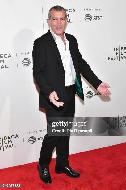 Antonio Banderas attends the "Genius: Picasso" premiere during the 2018 Tribeca Film Festival at BMCC Tribeca PAC on April 20, 2018 in New York City.