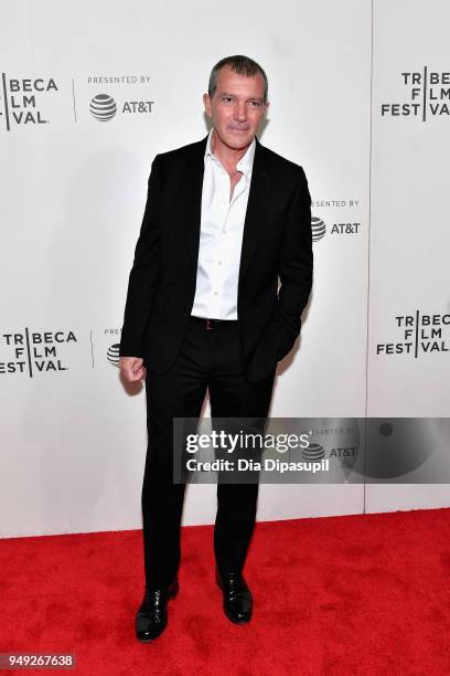 Antonio Banderas attends the "Genius: Picasso" premiere during the 2018 Tribeca Film Festival at BMCC Tribeca PAC on April 20, 2018 in New York City.