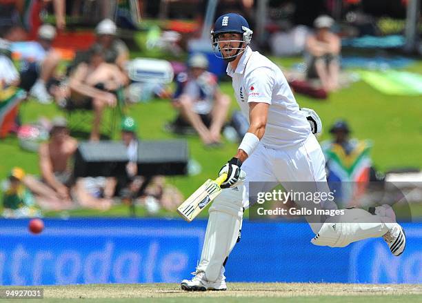 Kevin Pietersen of England sets off on a run during day 5 of the 1st Test match between South Africa and England from Supersport Park on December 20,...