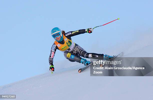 Julia Mancuso of the USA during the Audi FIS Alpine Ski World Cup Women's Super G on December 20, 2009 in Val d'Isere, France.