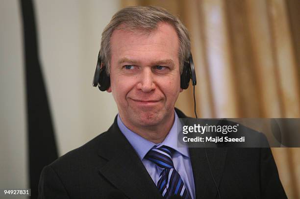 Belgian Prime Minister Yves Leterme attends a joint press conference with Afghanistan's President Hamid Karzai on December 20, 2009 in Kabul,...