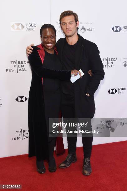 June Carryl and director Alex Pettyfer attend the screening of "Back Roads" during the Tribeca Film Festival at Cinepolis Chelsea on April 20, 2018...