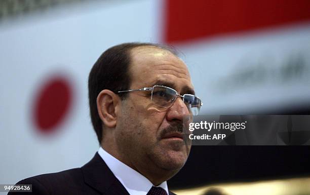 Iraqi Prime Minister Nuri al-Maliki attends the First Iraq-Japan Economic Conference at Baghadad's International Airport on December 20, 2009. Japan...