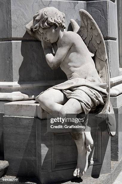 angel sleeping in buenos aires cementary recoleta - la recoleta stock pictures, royalty-free photos & images