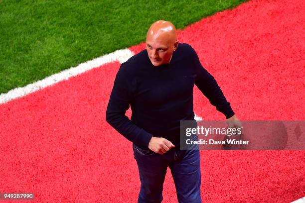 Ajaccio coach Olivier Pantaloni during the French Ligue 2 match between Reims and Ajaccio at Stade Auguste Delaune on April 20, 2018 in Reims, France.