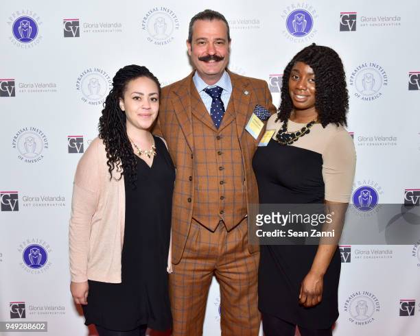Arielle Bremby, Nicholas Lowry and Atina Sutton attend Appraisers Association of America Honors Hans Ulrich Obrist at 14th Annual Award Luncheon at...