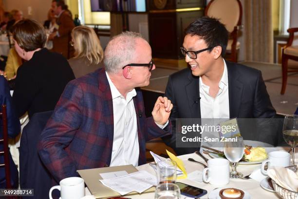 Hans Ulrich Obrist and Ian Cheng attend Appraisers Association of America Honors Hans Ulrich Obrist at 14th Annual Award Luncheon at New York...
