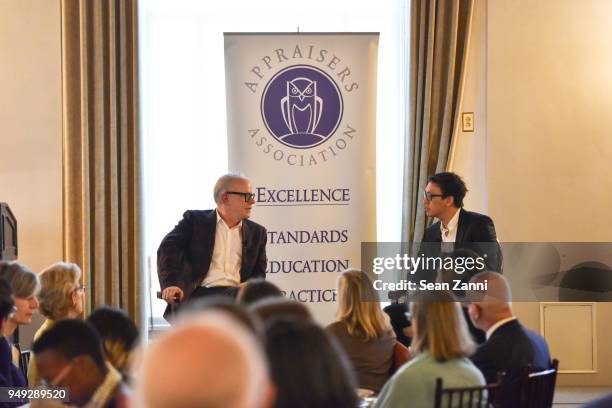 Hans Ulrich Obrist and Ian Cheng speak at Appraisers Association of America Honors Hans Ulrich Obrist at 14th Annual Award Luncheon at New York...