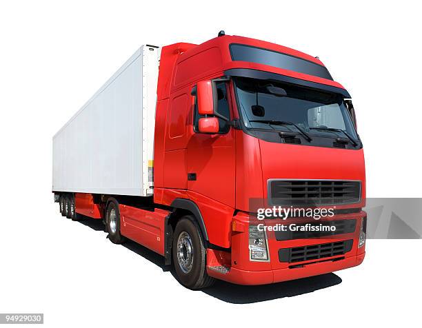 red truck isolated on white - skane stock pictures, royalty-free photos & images