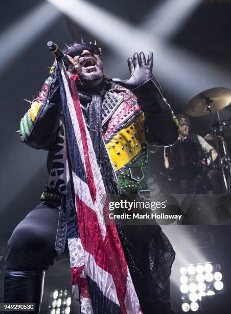 Benji Webbe of Skindred performs at Southampton Guildhall on April 20, 2018 in Southampton, England.