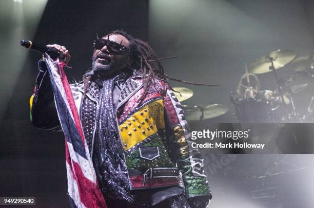 Benji Webbe of Skindred performs at Southampton Guildhall on April 20, 2018 in Southampton, England.