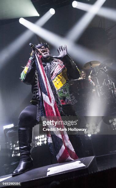 Benji Webbe of Skindred performs at Southampton Guildhall on April 20, 2018 in Southampton, England.