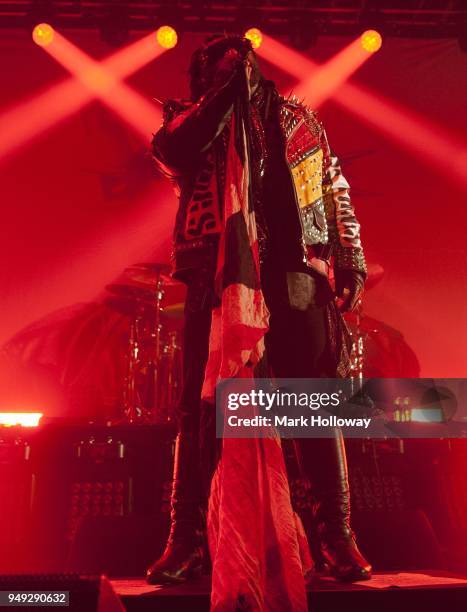 Benji Webbe of Skindred performs at Southampton Guildhall on April 20, 2018 in Southampton, England.