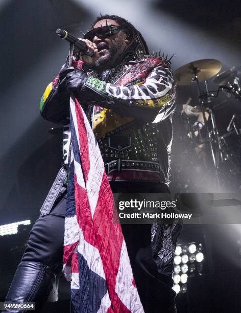 Benji Webbe of Skindred performs at Southampton Guildhall on April 20, 2018 in Southampton, England.