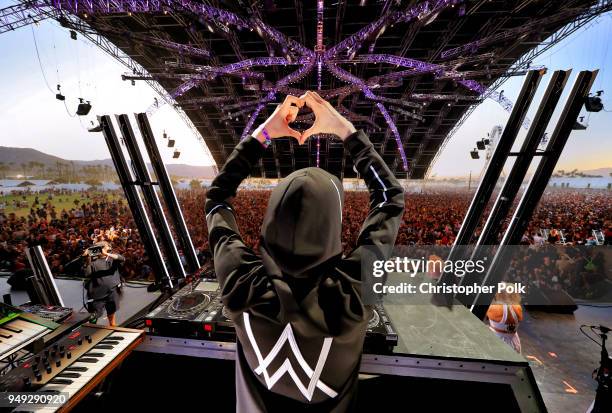 Alan Walker performs onstage during the 2018 Coachella Valley Music And Arts Festival at the Empire Polo Field on April 20, 2018 in Indio, California.