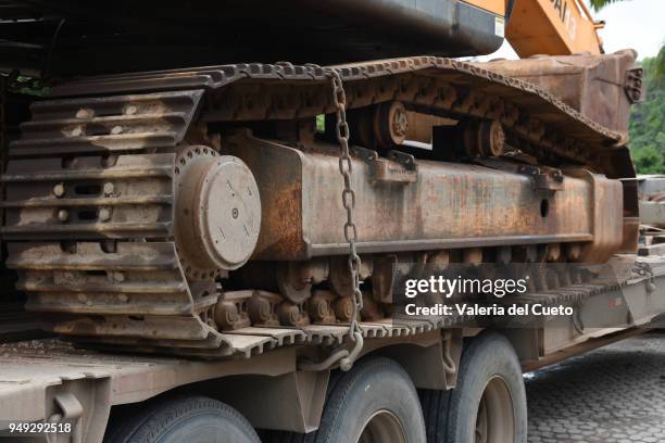 tractor in transport to drive on the highway - valeria del cueto stock pictures, royalty-free photos & images
