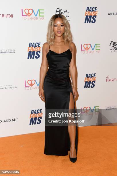 Serayah McNeill attends the 25th Annual Race To Erase MS Gala at The Beverly Hilton Hotel on April 20, 2018 in Beverly Hills, California.