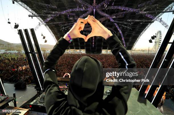 Alan Walker performs onstage during the 2018 Coachella Valley Music And Arts Festival at the Empire Polo Field on April 20, 2018 in Indio, California.