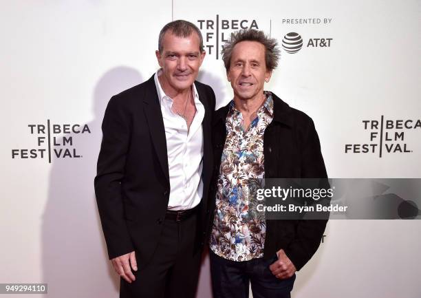 Actor Antonio Banderas and Executive Producer Brian Grazer attend the National Geographic premiere screening of "Genius: Picasso" on April 20, 2018...