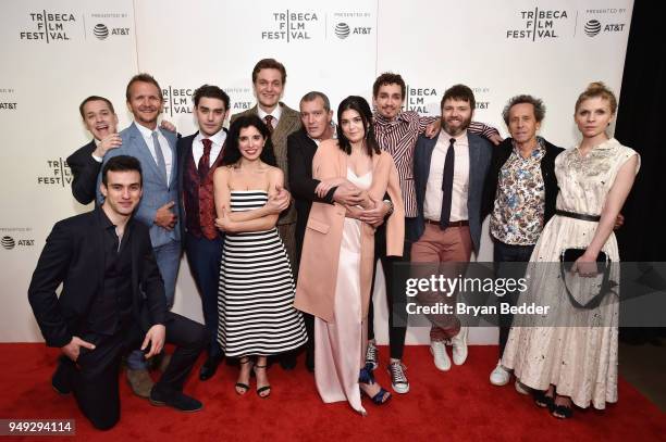 Executive producer Brian Grazer poses for a photo with the cast during the National Geographic premiere screening of "Genius: Picasso" on April 20,...