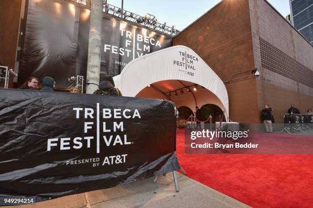 An exterior view of BMCC Tribeca PAC during the National Geographic premiere screening of "Genius: Picasso" on April 20, 2018 at the Tribeca Film...