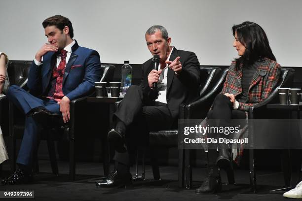 Alex Rich, Antonio Banderas speaks onstage at the "Genius: Picasso" premiere during the 2018 Tribeca Film Festival at BMCC Tribeca PAC on April 20,...