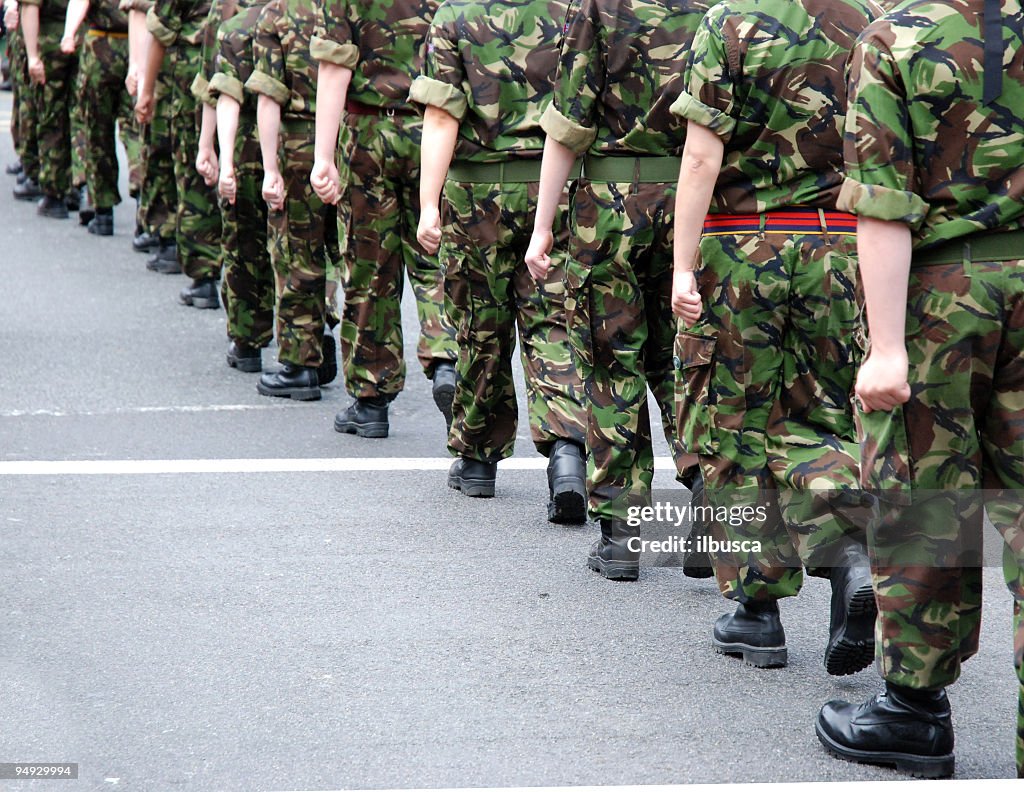 Soldiers marching