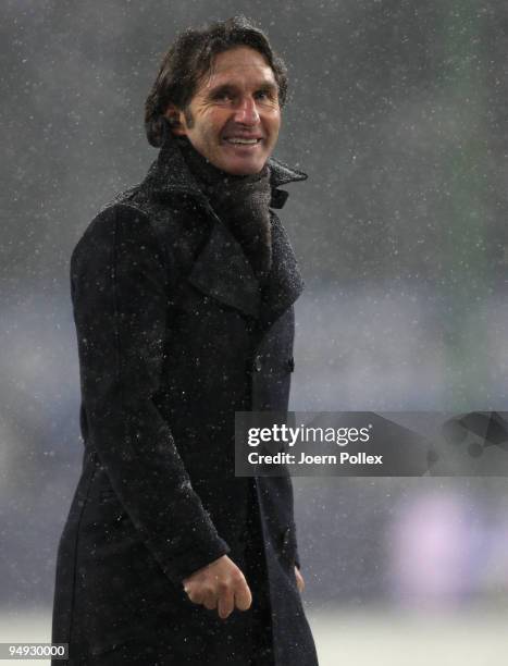 Head coach Bruno Labbadia of Hamburg is seen after the Bundesliga match between Hamburger SV and Werder Bremen at HSH Nordbank Arena on December 20,...