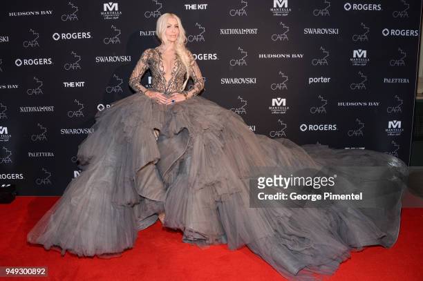 Sylvia Mantella arrives at the 2018 Canadian Arts And Fashion Awards Red Carpet held at the Fairmont Royal York Hotel on April 20, 2018 in Toronto,...