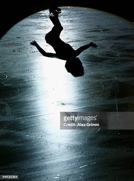 Julia Pfrengle performs during the skating exhibibtion at the last day of the German Figure Skating Championships 2010 at the SAP Arena on December...