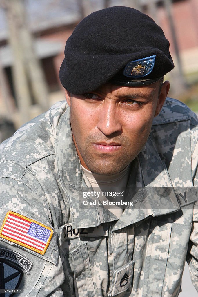 Sergeant Michael Rourke U.S. Army Staff Sergeant Michael Cruz listens during an interview at ...