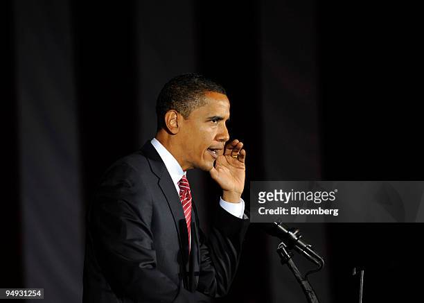 Senator Barack Obama of Illinois, Democratic presidential candidate, speaks at a campaign rally in Canton, Ohio, U.S., on Monday, Oct. 27, 2008....