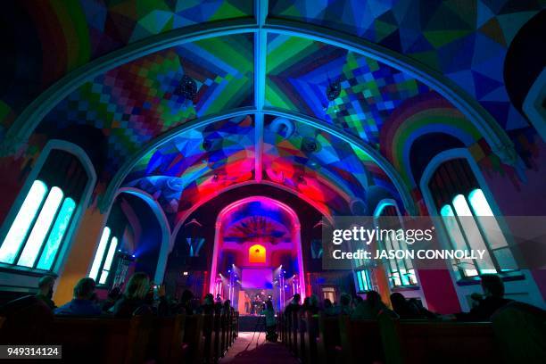 Members of the International Church of Cannabis are entertained with live music performances during the church's 4/20 celebration on April 20, 2018...