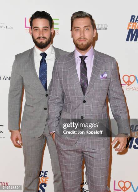 Michael Turchin and Lance Bass attend the 25th Annual Race To Erase MS Gala at The Beverly Hilton Hotel on April 20, 2018 in Beverly Hills,...