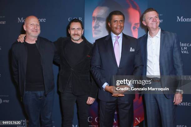 Director John Hillcoat, Dr. Philip Ozuah, Actor Demian Bichir, and Dr. Mario Garcia attend CORAZON, Tribeca Film Festival Global Film Premiere and...