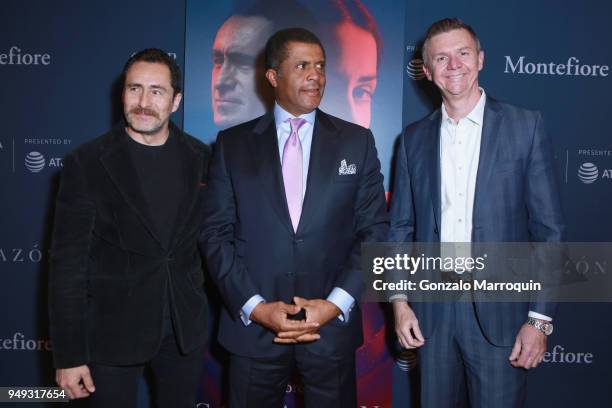 Actor Demian Bichir, Dr. Philip Ozuah, and Dr. Mario Garcia attend CORAZON, Tribeca Film Festival Global Film Premiere and Red Carpet Event presented...