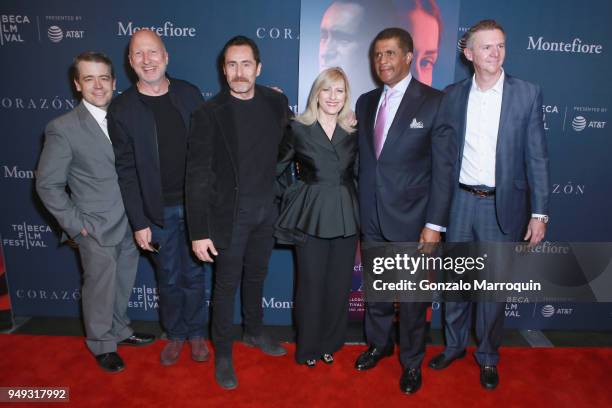 Jeffrey Short, Director John Hillcoat, Actor Demian Bichir, Loreen Babcock, Dr. Philip Ozuah, and Dr. Mario Garcia attend CORAZON, Tribeca Film...