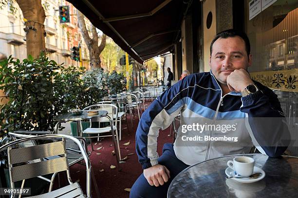 Giovanni Barbaro, owner of the Gran Bar Sempione cafe, poses on his cafe's terrace in Milan, Italy, on Saturday, Nov. 22, 2008. Barbaro, who owns a...